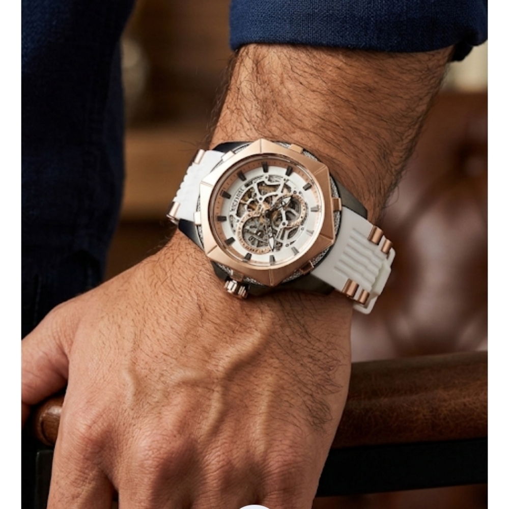 Invicta Men's Watch with Gold Accents and White Band